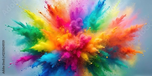 Wallpaper Mural A vibrant explosion of multicolored powder against a neutral backdrop. Torontodigital.ca