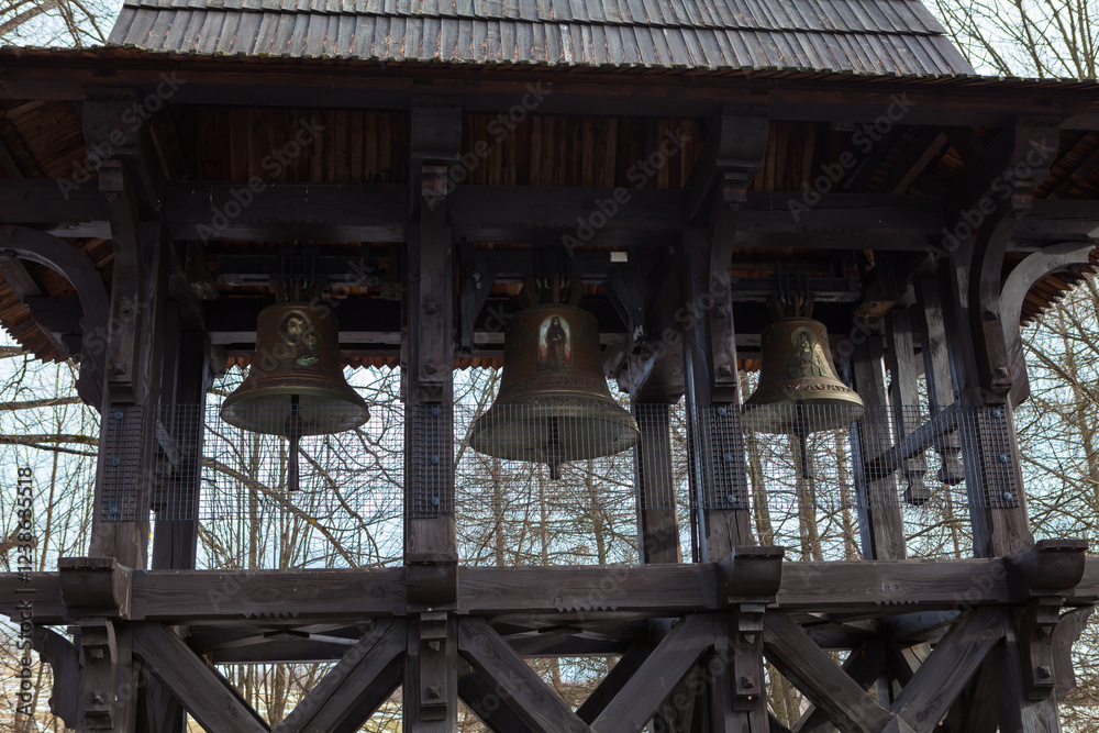The historic wooden bell tower at the Greek Catholic church of St. Kosma and Damian in Wojkowa from 1790. The historic wooden bell tower at the Greek Catholic church of St. Kosma and Damian in Wojkowa from 1790.