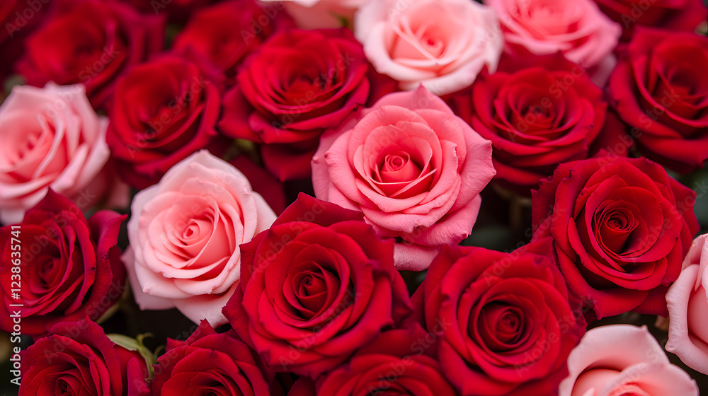 Beautiful arrangement of vibrant pink and red roses showcasing natural beauty and romantic charm in a lush floral display for various occasions Beautiful arrangement of vibrant pink and red roses showcasing natural beauty and romantic charm in a lush floral display for various occasions