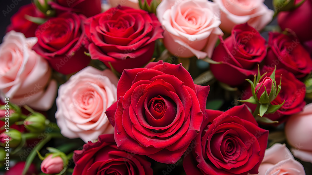 Beautiful Arrangement of Fresh Red and Pink Roses for Romantic Occasions, Celebrations, Weddings, and Floral Gifts Beautiful Arrangement of Fresh Red and Pink Roses for Romantic Occasions, Celebrations, Weddings, and Floral Gifts