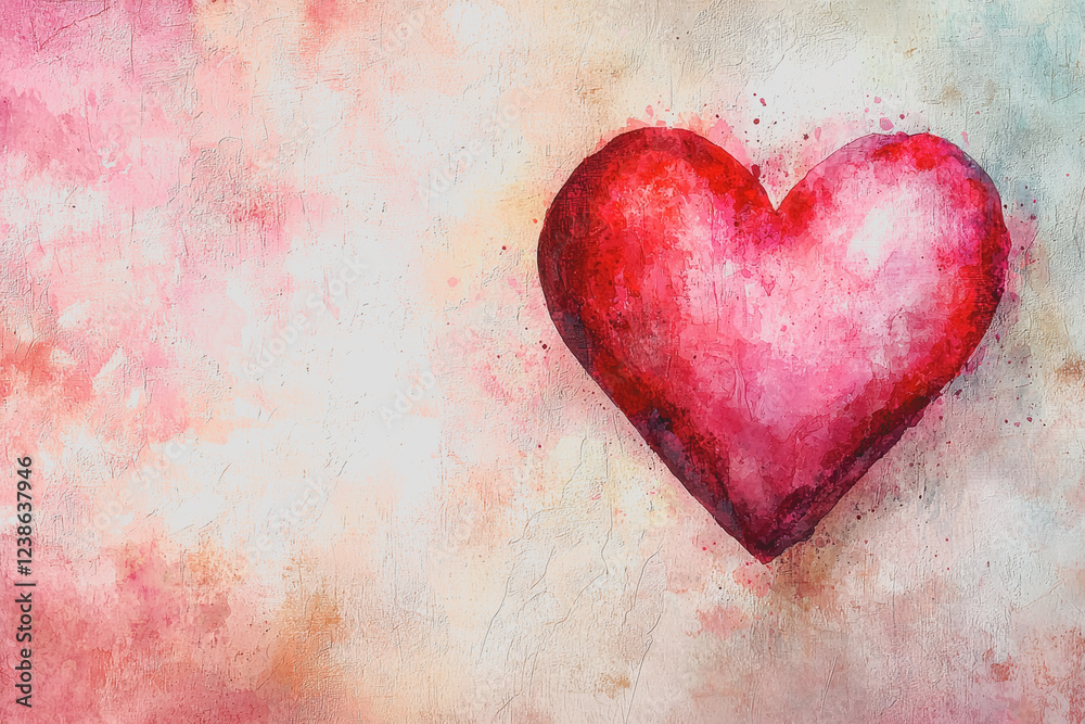 Obraz premium Painting of a red heart on a white wall with a textured surface creating a vibrant and artistic display in an urban setting
