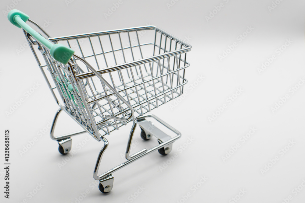 Supermarket shopping cart isolated on white Supermarket shopping cart isolated on white