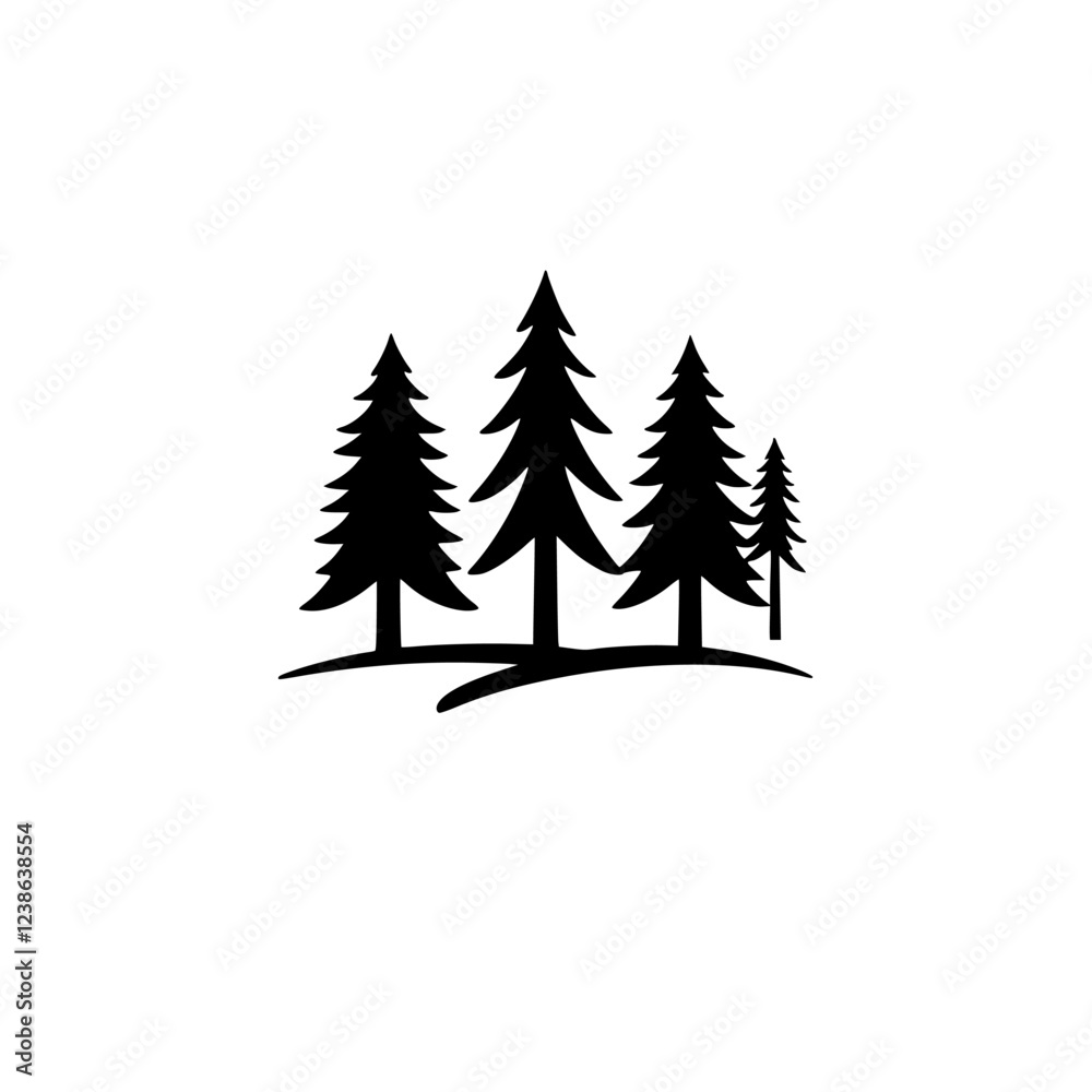 Obraz premium Majestic Pine Trees Silhouette: Nature, Forest, and Woodland Illustration