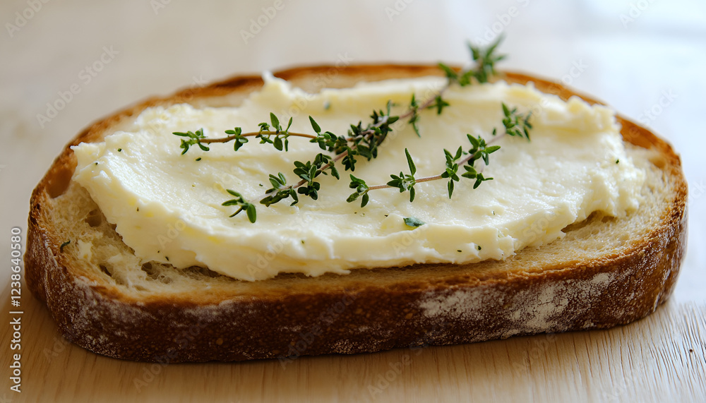 Bread with cream cheese. Selective focus Bread with cream cheese. Selective focus