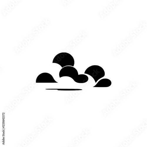 Abstract Cloud Illustration: Dark Cumulus Cloudscape, Minimalist Weather Icon, Black and White Vector Graphic Design