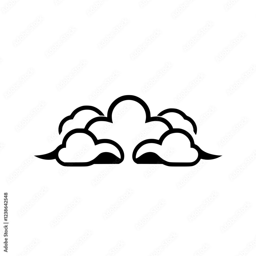 Cloud cluster, weather icon, atmospheric symbol, nature illustration, sky element, cumulus, cumulonimbus, stratus, cirrus, climate, meteorology Cloud cluster, weather icon, atmospheric symbol, nature illustration, sky element, cumulus, cumulonimbus, stratus, cirrus, climate, meteorology