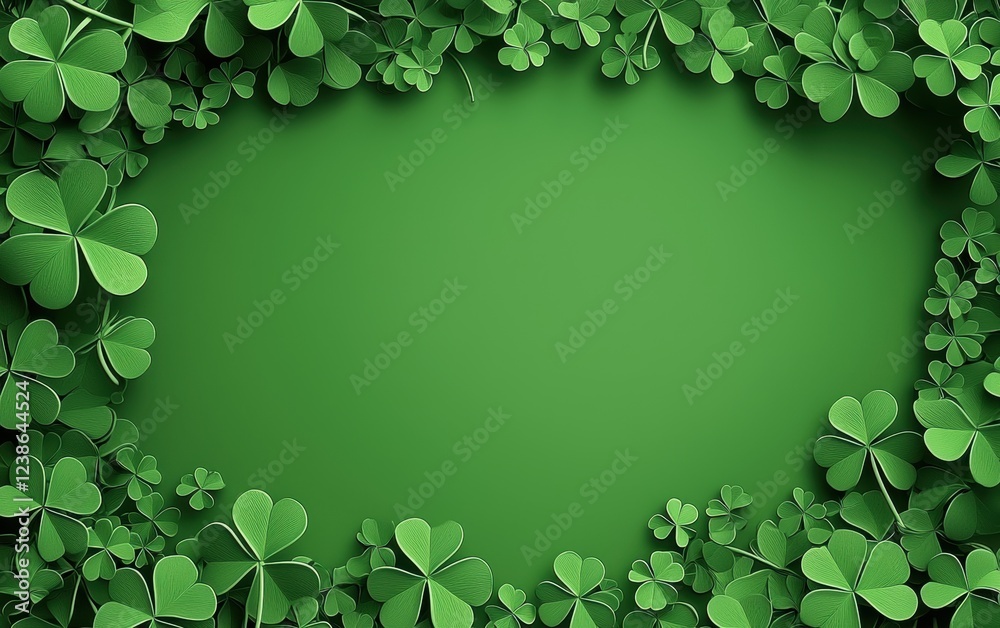 Minimalist Saint Patrick Day background with an elegant shamrock frame and a clean text area Minimalist Saint Patrick Day background with an elegant shamrock frame and a clean text area