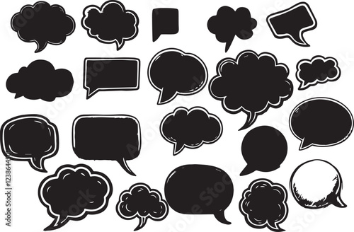 Crayon talk speech balloon frame doodle vector. Hand drawn crayon doodle speech cloud bubble set. Chalk texture sketch text talk cloud balloon frame background. Vector illustration
