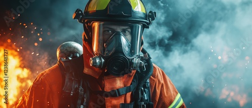 Modern fire protection suit for emergency response training in urban environments photo