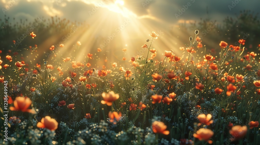 The Mesmerizing Harmony: A Poppy Field Illuminated by Enchanting Sun Rays The Mesmerizing Harmony: A Poppy Field Illuminated by Enchanting Sun Rays