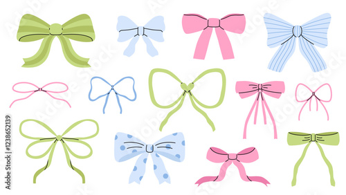 Hand drawn ribbon bow set
