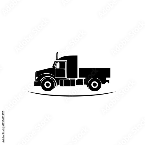 Black Silhouette of a Truck in Motion, a Bird in Flight. This image is perfect for transportation, logistics, and shipping businesses.  It conveys speed, efficiency, and delivery.