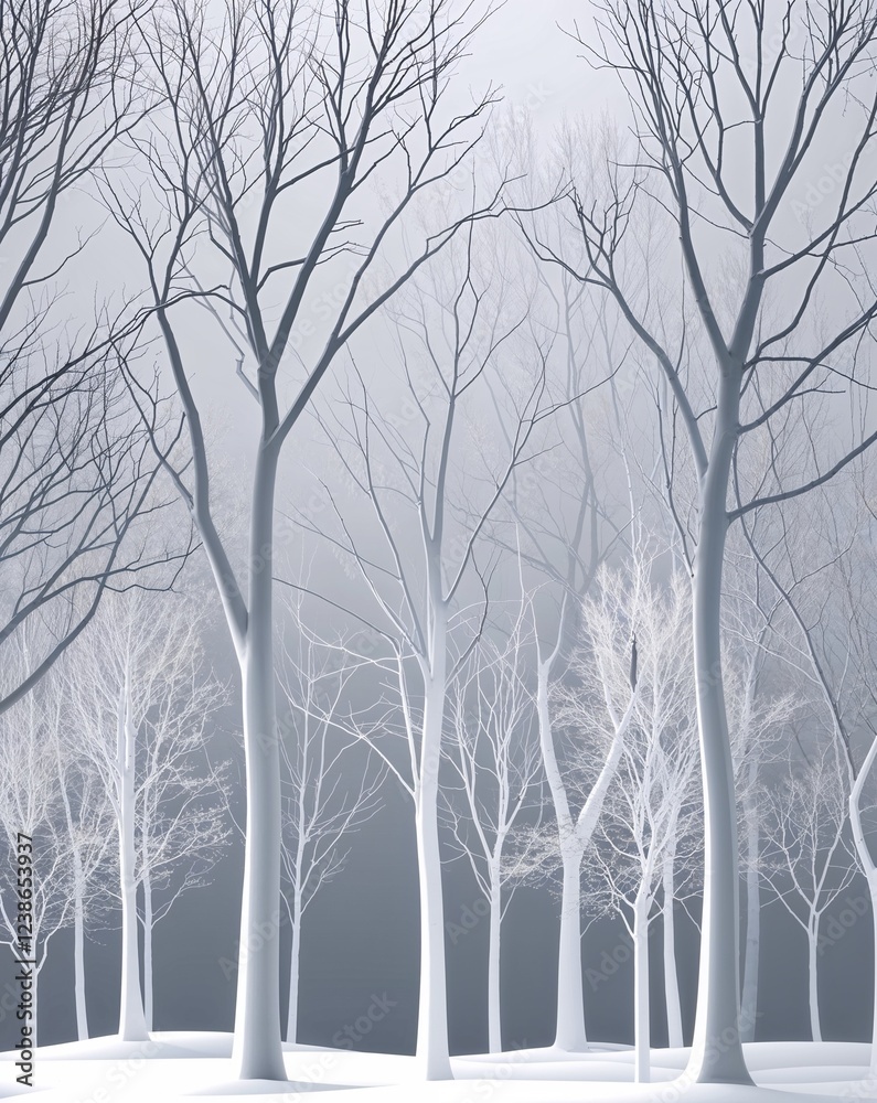 White bare winter trees with smooth and delicate outlines abstract natural tree concept background White bare winter trees with smooth and delicate outlines abstract natural tree concept background