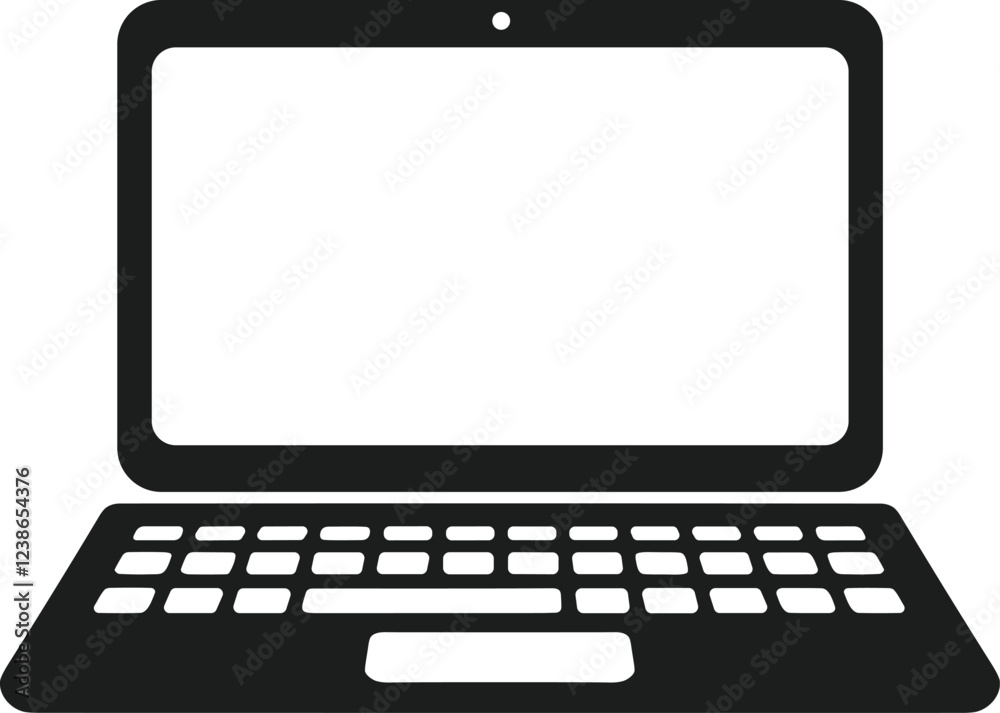 Modern Laptop Silhouette Vector Illustration - Clean Technology Icon Modern Laptop Silhouette Vector Illustration - Clean Technology Icon