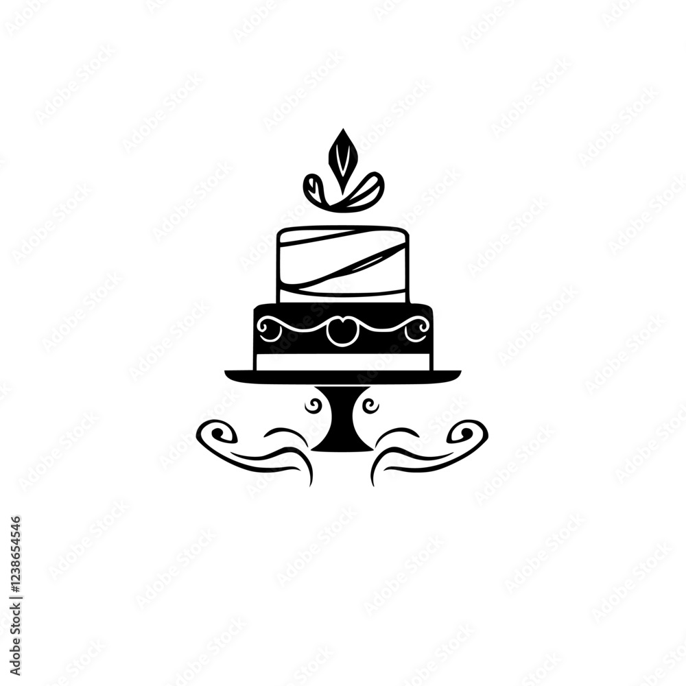 Elegant Two-Tiered Cake on Stand: A Delightful Dessert Image Elegant Two-Tiered Cake on Stand: A Delightful Dessert Image