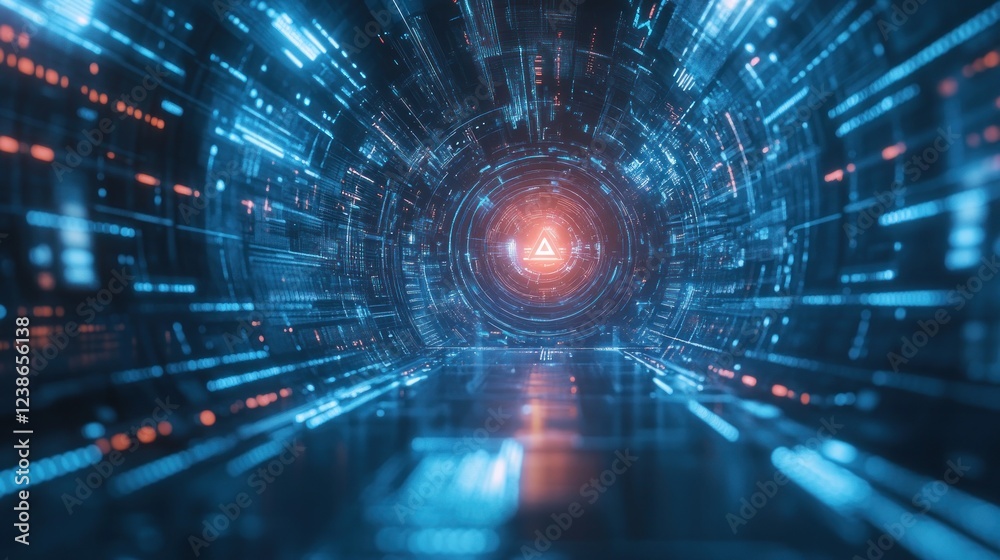 Fototapeta premium Abstract Digital Tunnel Data Stream Visualization