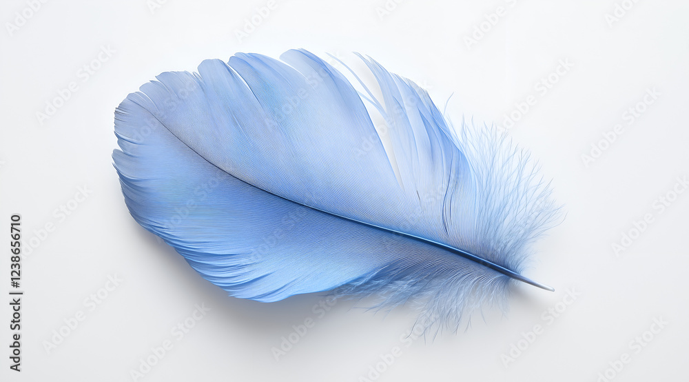 Obraz premium single blue-colored feather on a white background