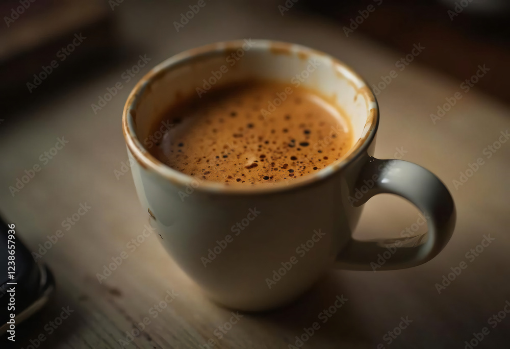 Creamy Espresso Coffee in a Rustic Cup Creamy Espresso Coffee in a Rustic Cup