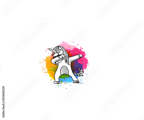 Dabbing Einhorn mit bunten Farben