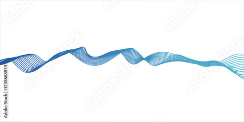  abstract wavy isolated background. Colored blue wave or line in the flow of motion and vibration Beautiful blue ribbon on white Abstract Dynamic color wave line background. flowing wave lines Design