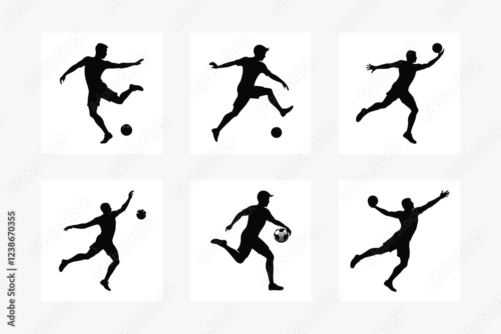 set of silhouettes of people playing set of silhouettes of people playing