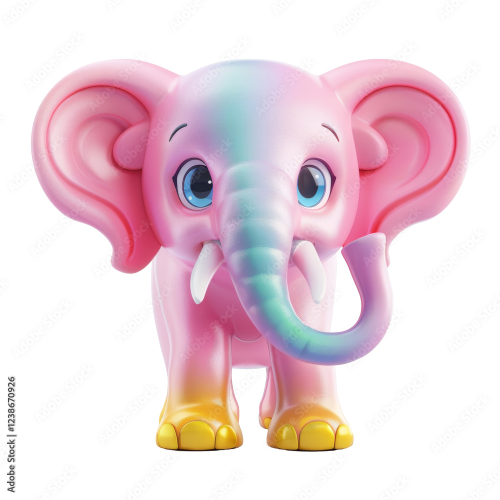 Naklejka premium Adorable cartoon pink elephant with big ears and cute eyes for children and animal lovers