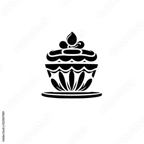 A delectable cupcake, adorned with exquisite frosting. This image is perfect for bakeries, dessert shops, and food blogs. It evokes feelings of sweetness and indulgence.