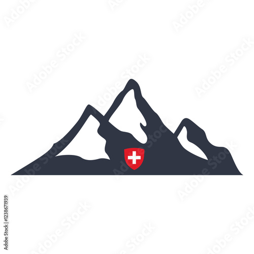 Schweizer Alpen mit Schweizer Wappen