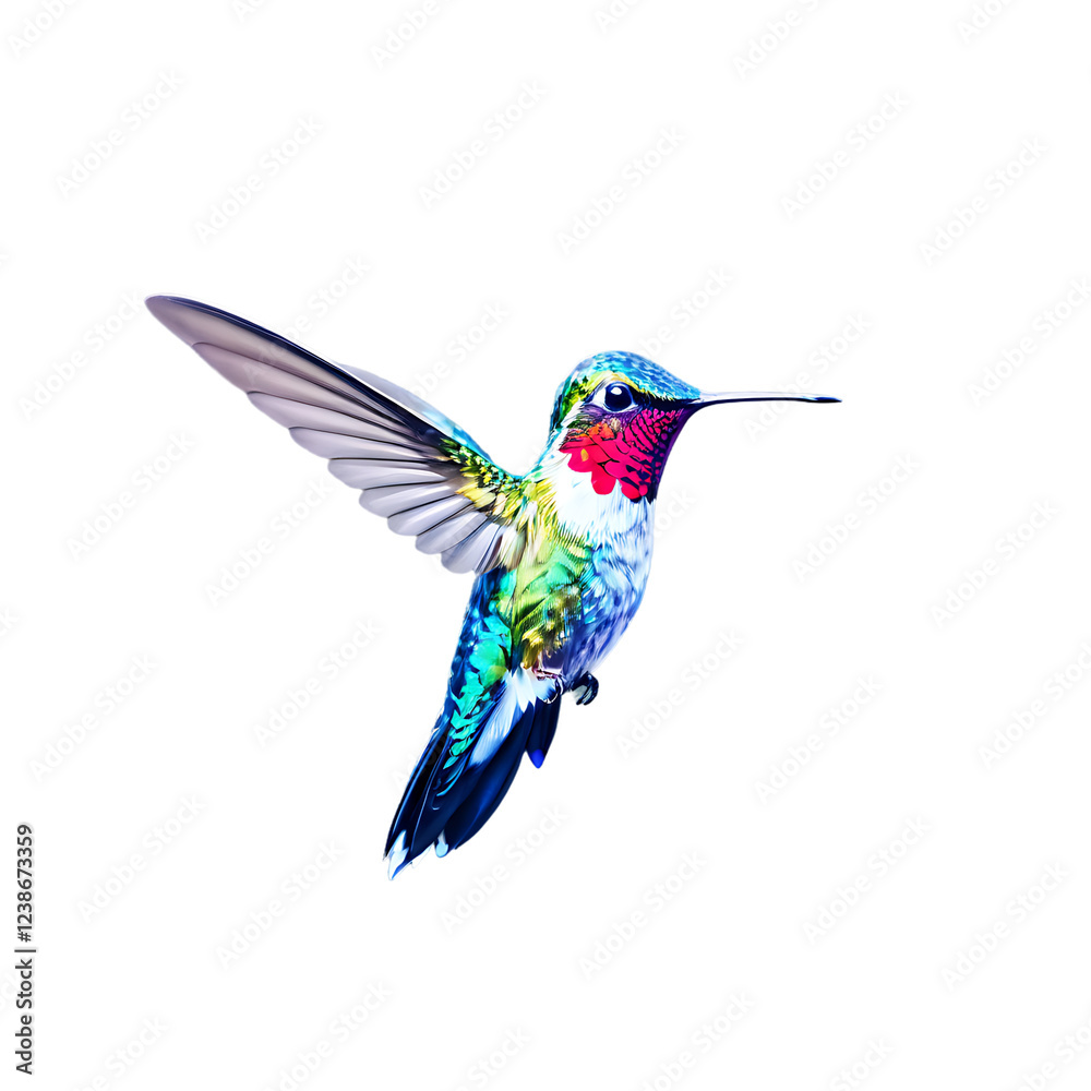 Fototapeta premium Colorful Hummingbird in Mid-Flight PNG