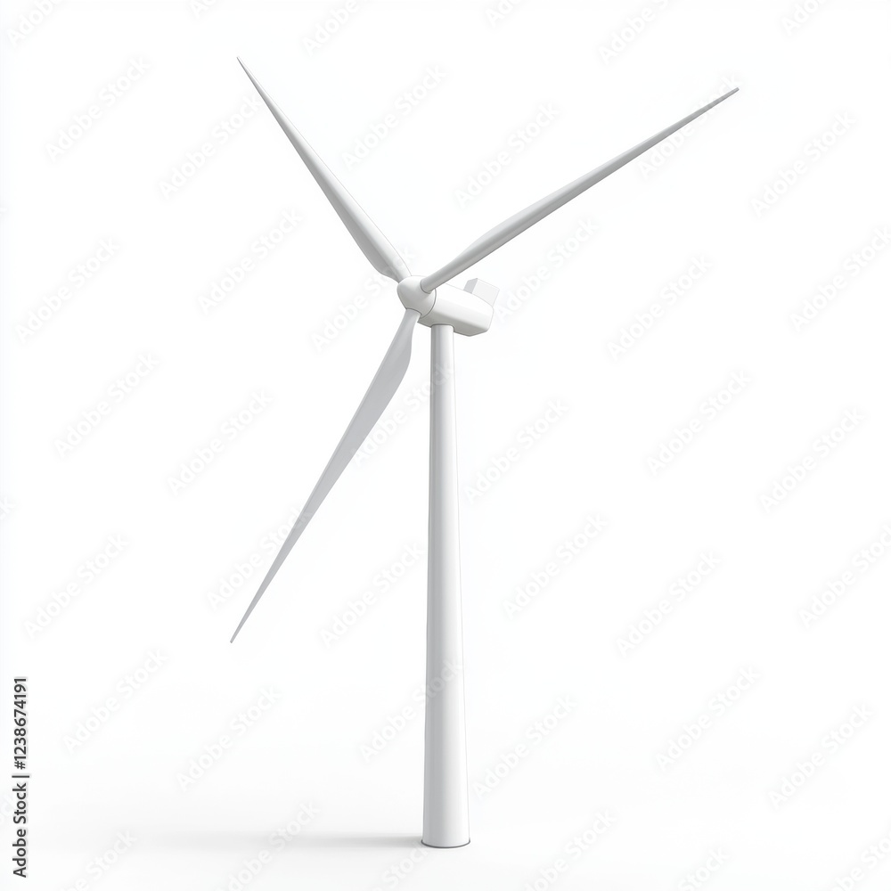Wind turbine generating clean energy, isolated on white background Wind turbine generating clean energy, isolated on white background