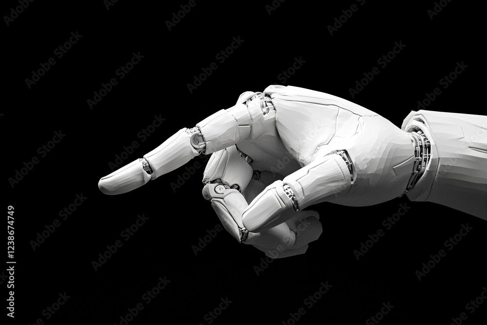 Futuristic Robotic Hand with Mechanical Design on a Black Background Futuristic Robotic Hand with Mechanical Design on a Black Background