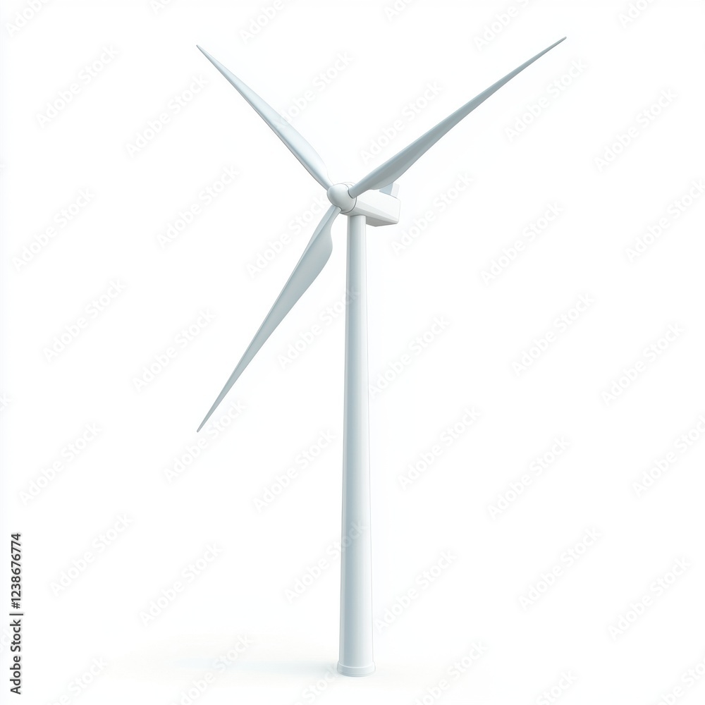 Wind turbine generating clean energy, isolated on white background Wind turbine generating clean energy, isolated on white background