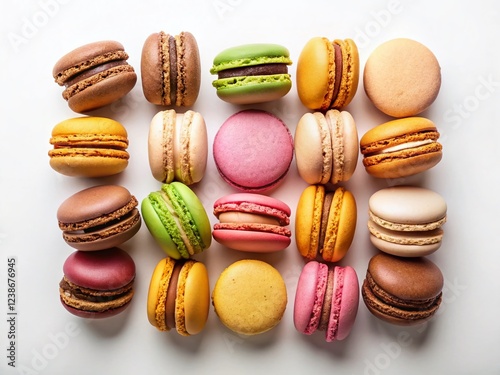 Wallpaper Mural Delightful Macarons Arranged on White Background with Ample Text Space Torontodigital.ca