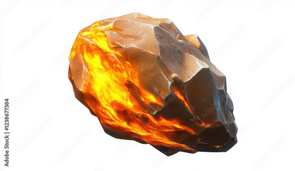 Fiery Lava Stone with Glowing Orange and Yellow Textures Fiery Lava Stone with Glowing Orange and Yellow Textures