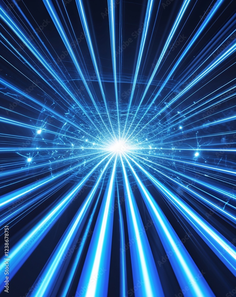 Fototapeta premium Blue electric arcs zigzagging with intense brightness abstract background