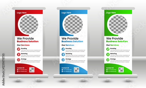 Business agency Corporate roll up banner design or pull up banner template and stand design, advertisement, flyer design, display vector illustration.