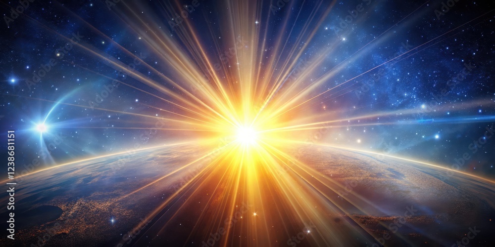 Obraz premium Celestial Body with Radiant Light, galactic, rays, galactic, rays, astral, glowing orb