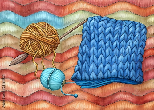 Knitting Yarn Needles Colorful Textures Crafting Handmade Projects