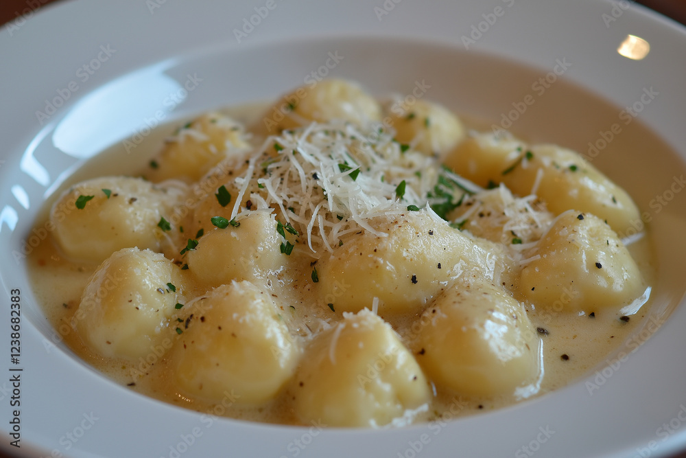 A bowl of pasta with cheese and parsley A bowl of pasta with cheese and parsley
