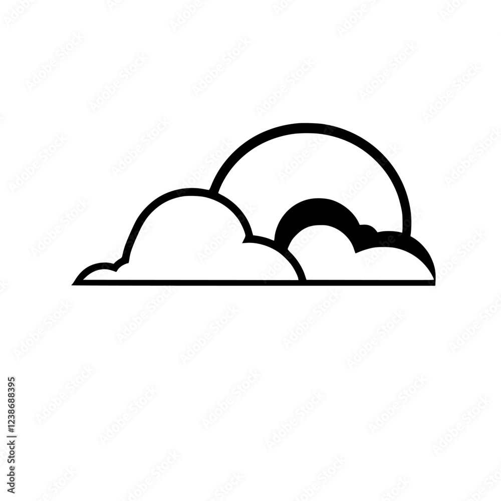 Sunset Clouds: Minimalist Nature Scene, Simple Sky Design, Sunshine Horizon Icon Sunset Clouds: Minimalist Nature Scene, Simple Sky Design, Sunshine Horizon Icon