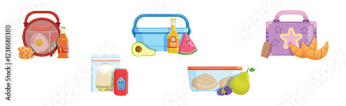 School Meal and Lunch Object and Item Vector Set