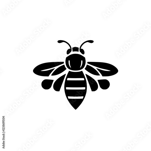 Striped Bee: A Simple Black and White Vector Graphic Design