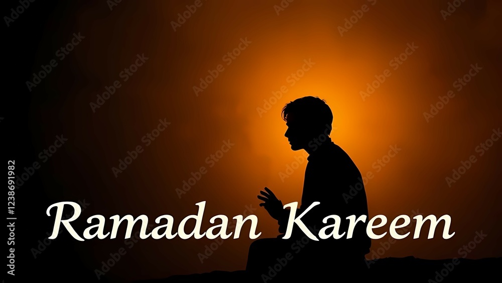 Silhouette of a praying man in Ramadan Silhouette of a praying man in Ramadan