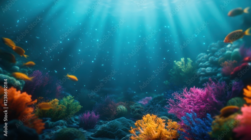 Fototapeta premium Underwater Scene with Colorful Coral and Vibrant Marine Life