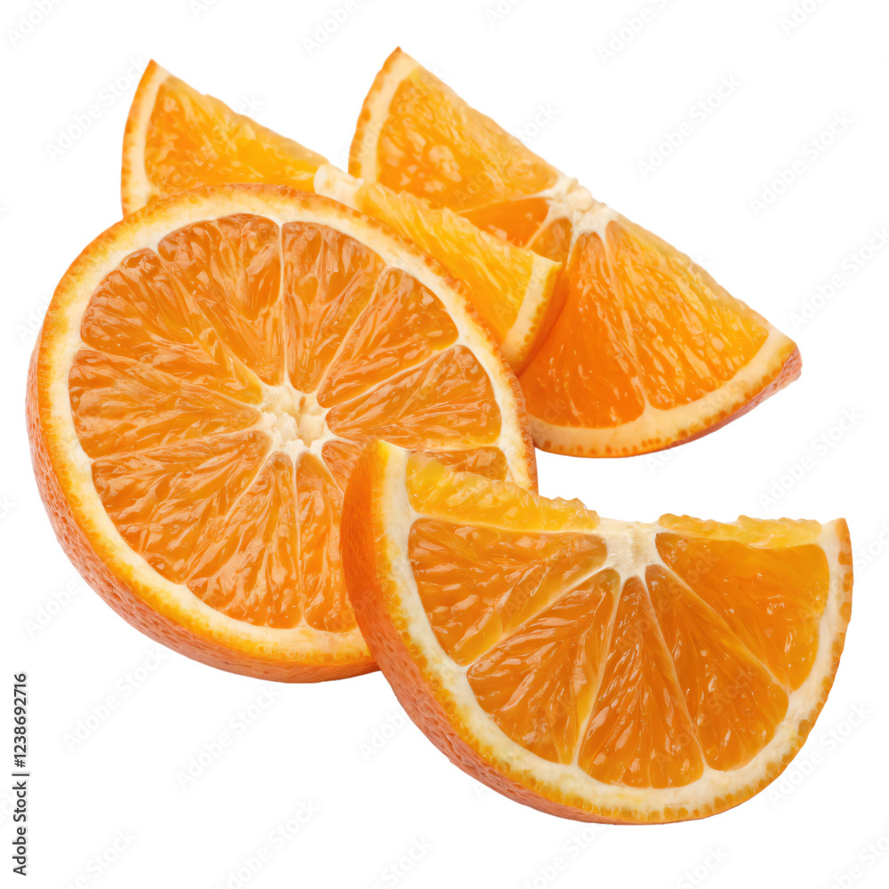 Orange slices isolated with transparent background High Quality 16k AI Generative Orange slices isolated with transparent background High Quality 16k AI Generative