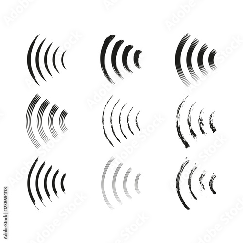 Sound wave icon. Abstract audio signal. Dynamic frequency pattern. Vector illustration.