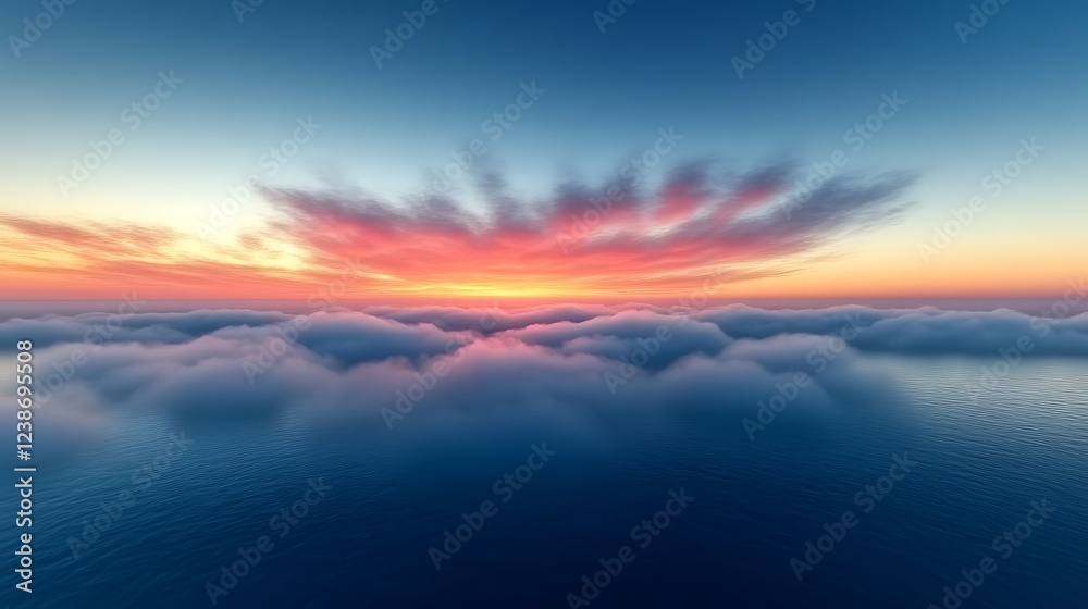 Serene Sunset Above Ocean Cloudscape Serene Sunset Above Ocean Cloudscape