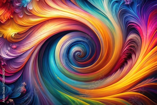 A vibrant, swirling abstract design with an asymmetrical arrangement, adhering to the rule of thirds.