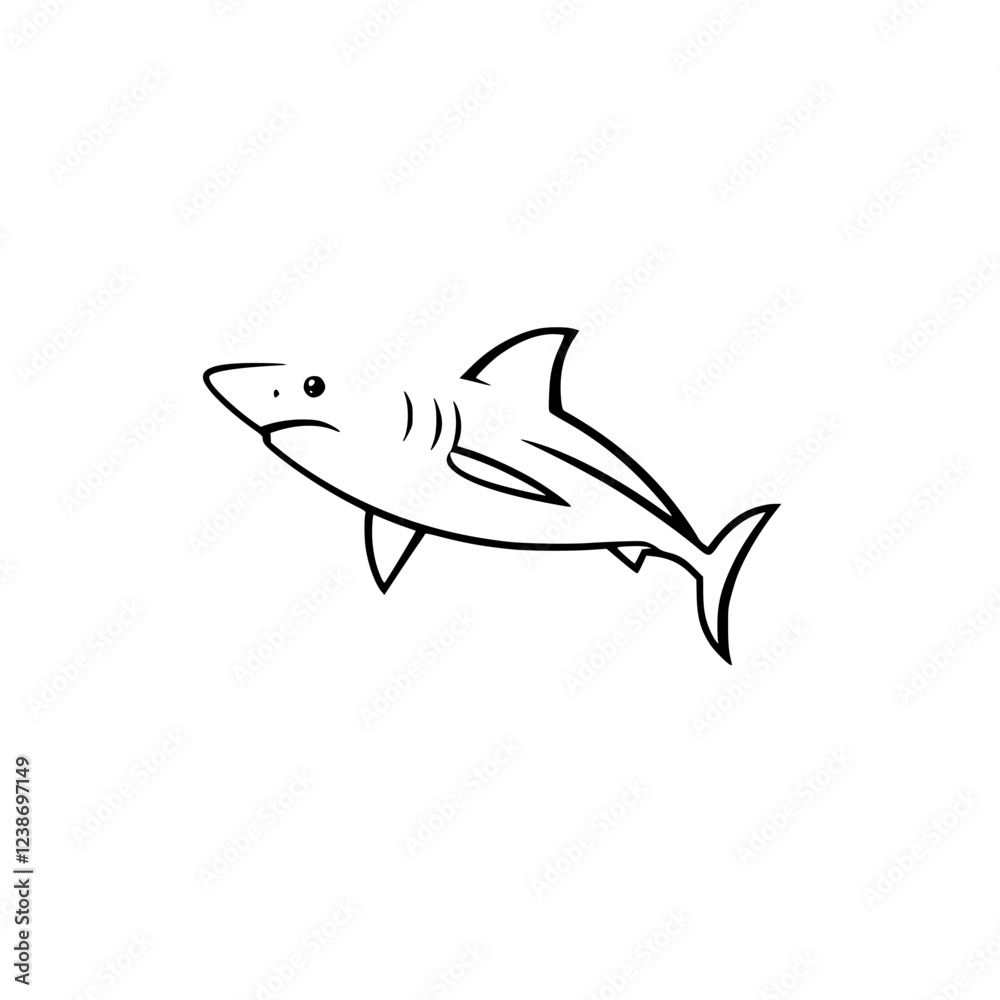 Obraz premium Shark Line Art: A Simple Vector Illustration of a Shark in the Ocean