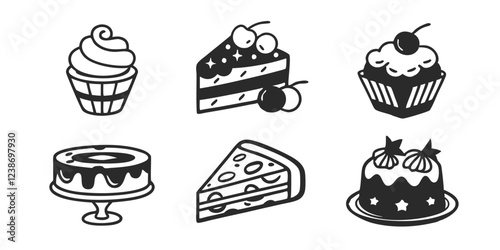 Hand-Drawn Bakery Shop Illustration Collection – Sweets, Pastries & Baking Goods